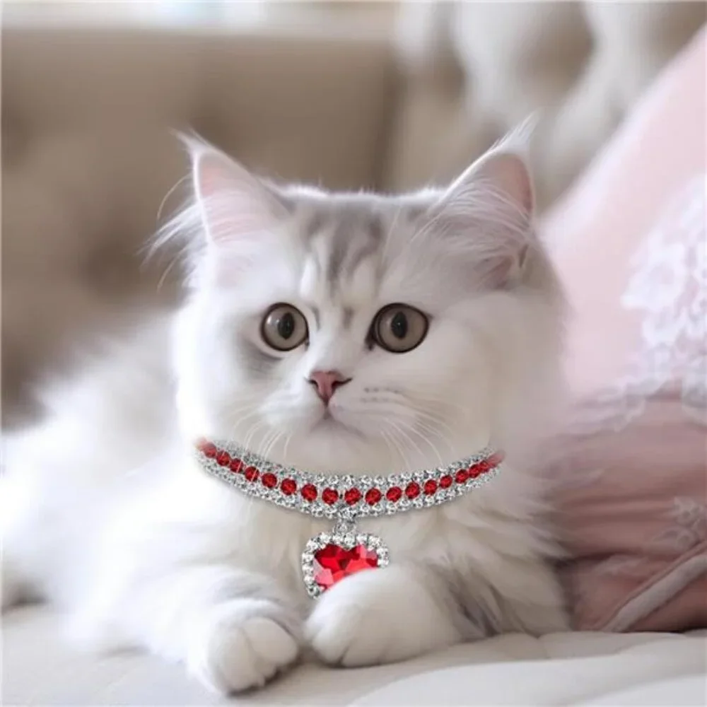 4 Pieces Rhinestone Cat Collar Bling Adjustable